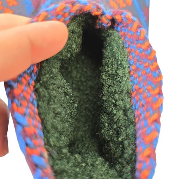 Bombas Women's S Sherpa-Lined Blue Orange Green Gripper Sock Slippers - Picture 8 of 11